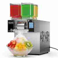 Machine à glace pilée automatique Oceanpolar quatre saveurs en acier inoxydable, 120 kg/24h, avec écran tactile et auto-nettoyage