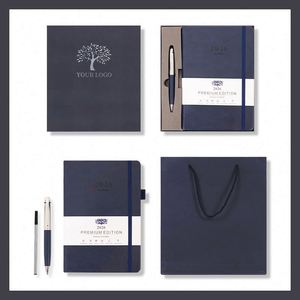 Navy Blue 2026 Daily Planner Notebook Set with Writing Pen Within Gift Case - Product Image 2