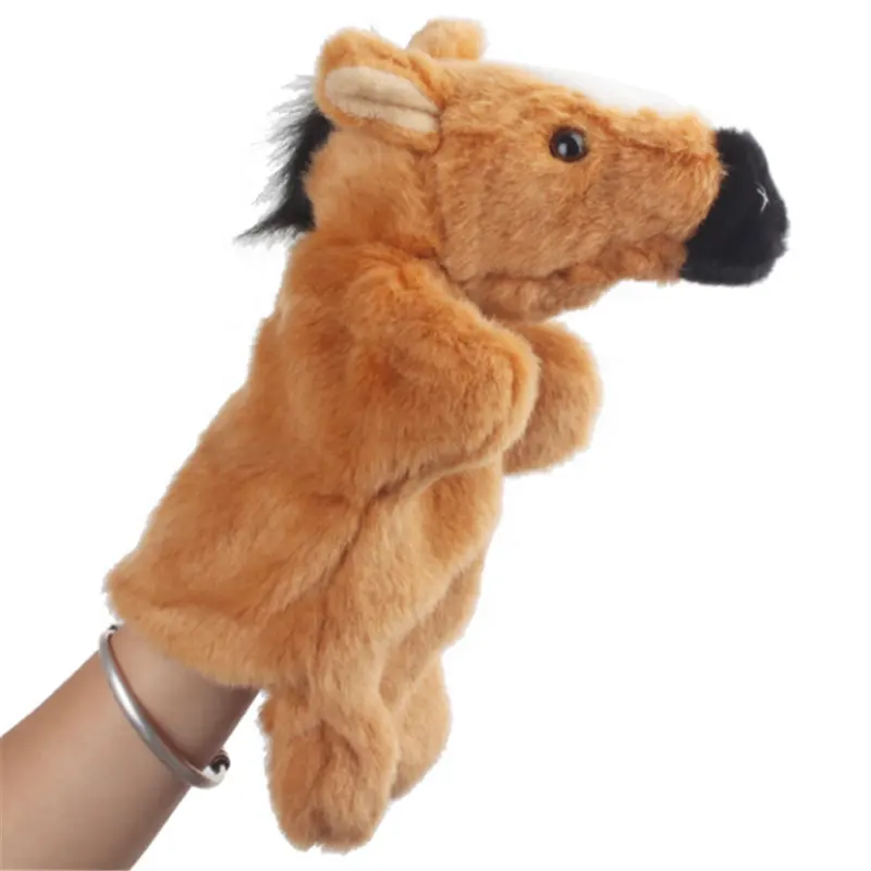 Marioneta de mano educativa juguetes de peluche al por mayor Animal de peluche personalizado marioneta de mano de caballo