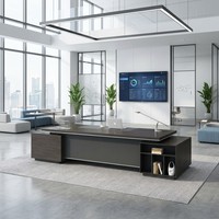 Bureau de direction E1 Board durable, table de patron de luxe, quincaillerie silencieuse, mobilier de PDG, espace de travail professionnel