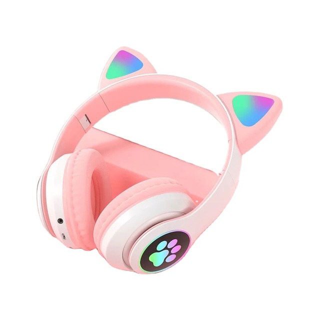 Cat Ear Wireless Headphone for Girls Led Cat Ears Headset Gaming Noise Canceling Stereo Wireless Earphones
