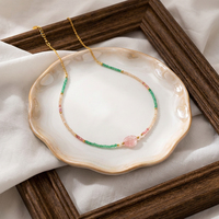 Collier ras du cou ajustable fait main pour femme, perles colorées, pierres naturelles multicolores, style minimaliste, collection Bingxin Jewelry