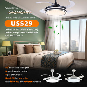 Modern 42 Inches <b>LED</b> <b>Ceiling</b> <b>Fans</b> with Light High Quality Simple Hotel Crystal Motor Smart Remote Control Acrylic Lamp Body - Product Image 2