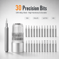 Jeu de tournevis de précision 30 en 1 avec embouts en acier CRV, kit d'outils de réparation multi-embouts pour ordinateur portable, téléphone, montre, poignée en aluminium, ROHS