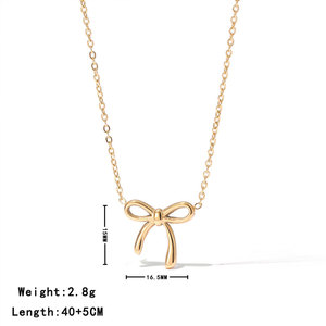 จี้สร้อยคอรูปโบว์ชุบทอง 14k 18k ทำจากสแตนเลส 316L สำหรับผู้หญิง ขายส่ง - Product Image 5