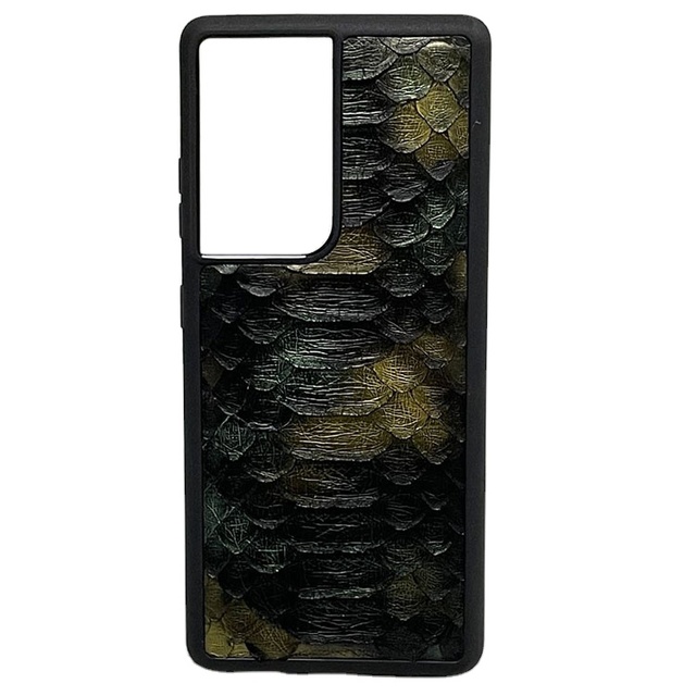 High Quality Genuine Snake Skin Leather Rubber Bumper Phone case for samsung S21 ultra