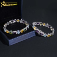 Bracelets tendance en argent sterling 925 plaqué or avec zircone cubique colorée à taille fantaisie, nouvelle collection de bijoux fins