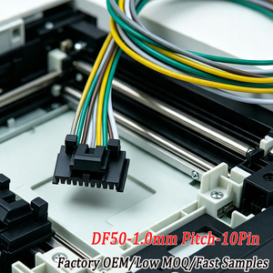1,0 mm 10Pim DF50A-10S-1C Signaalkabelboom met enkelzijdige aansluiting, DF50-2830SFA Gouden Crimp Terminal 28AWG Kabel voor Automatiseringscontroller - Product Image 1