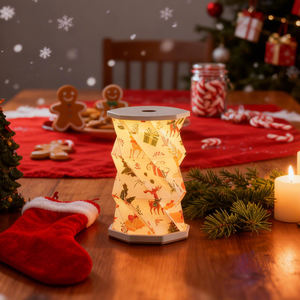 Impermeabile natale stile decorazione per la casa lampada di carta pieghevole <span class=keywords><strong>da</strong></span> tavolo notte luce legno artigianale scatola set di regali aziendali per gli ospiti - Product Image 3
