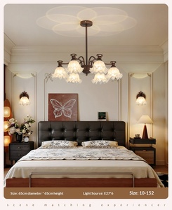 Lámpara de Techo Estilo Retro Francés de Mediados de Siglo, para Sala de Estar, Dormitorio, Comedor, con Control Remoto LED Marrón - Product Image 2