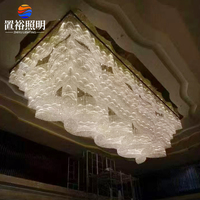 Lustre LED en fer et cristal K9 au design moderne et luxueux pour centre d'affaires, alimenté par courant alternatif, luminaires de plafond personnalisés pour hall d'hôtel