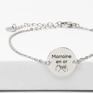 <span class=keywords><strong>Bracelet</strong></span> Personnalisé Plaqué Or 18k avec Médaille à Graver et Chaîne Fine Cadeau <span class=keywords><strong>de</strong></span> <span class=keywords><strong>Naissance</strong></span> pour <span class=keywords><strong>Maman</strong></span> <span class=keywords><strong>Bracelet</strong></span> Marraine Gravé - Product Image 3