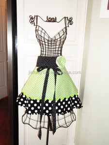 <span class=keywords><strong>Tablier</strong></span> de cuisine pour <span class=keywords><strong>femme</strong></span> Sweety, 3 couches, imprimé à pois et à volants, rayures verticales orange, fleurs, en coton - Product Image 6