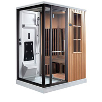 Sauna de ducha de cedro interior moderna para 2-6 personas con masaje de vapor húmedo y seco cedro rojo sobre madera maciza comodidad óptima