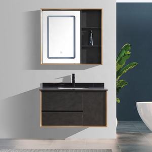 Gabinete de <span class=keywords><strong>tocador</strong></span> de baño flotante negro moderno <span class=keywords><strong>rústico</strong></span> directo de fábrica gabinete de almacenamiento de baño sobre el inodoro - Product Image 1