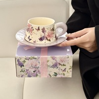 Tasses à thé en céramique avec soucoupe - Logo personnalisé - Qualité supérieure - Tasses à café avec coffret cadeau élégant