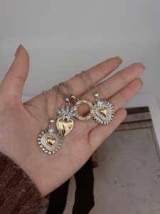 Colliers de pendentifs élégants <span class=keywords><strong>et</strong></span> classiques en forme de cœur <span class=keywords><strong>et</strong></span> de cercle multistyle couleur argent Bijoux au design exquis pour une tenue de fête quotidienne - Product Image 5