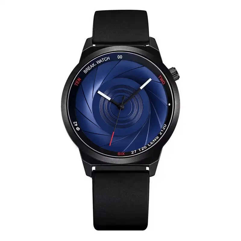 Y339 새로운 디자인 트렌디한 비즈니스 스타일 남성용 블랙 라운드 실리콘 스트랩 쿼츠 시계