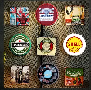 Tin Sign Bottle Cap Design Beer Caps Metal Poster Metal Craft For Home Bar Restaurant Coffee Shop Wall Decoration Round Tin Sign