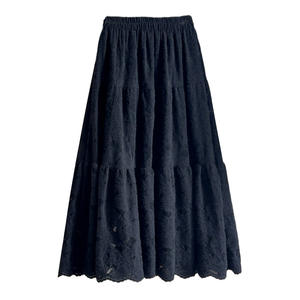 Women's New Autumn <b>Winter</b> Style Elastic High Waist Thickened Lace <b>Midi</b> <b>Skirt</b> with Fleece Lining Slimming A-Line Tiered Hem - Product Image 1