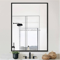 Grand miroir mural rectangulaire moderne en alliage d'aluminium brossé noir doré, avec cadre, HD, en verre trempé, antirouille