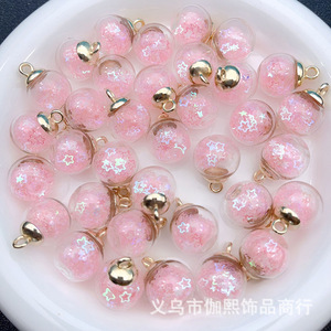 Colgante Redondo Luminoso de Cristal con Patrón de Estrellas, Lentejuelas de Arena Fluida, Abalorios DIY para Coche, Accesorios de Joyería - Product Image 2
