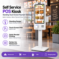 Kiosque de point de vente en libre-service de 21,5 pouces avec écran tactile, caméra, imprimante thermique de 80 mm, lecteur de code QR, terminal de paiement pour restaurant