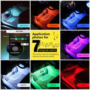 Luces LED para Coche, 4 Piezas, 48 LED, Controlador por Aplicación, Luces Interiores Multicolores, Iluminación Musical Bajo el Tablero - Product Image 4