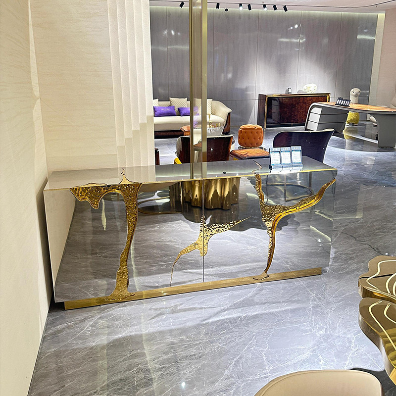 Modern Luxury Gold Round Marble Dining Table Set with 6 Chairs and ...