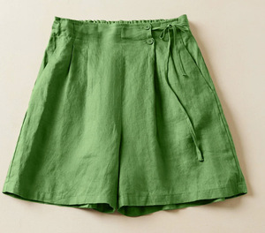 Shorts amples <span class=keywords><strong>taille</strong></span> haute élastique en coton et lin pour <span class=keywords><strong>femme</strong></span>, nouvelle collection été 2026, décontracté, <span class=keywords><strong>grande</strong></span> <span class=keywords><strong>taille</strong></span>, amincissant, avec logo - Product Image 2