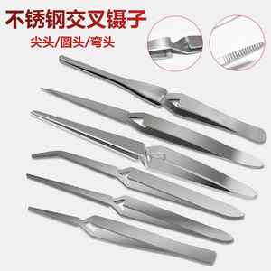Reverse cross tweezers, reverse round-tipped cross nail art tools, shaping <b>clips</b>, setting <b>clips</b>, X-shaped stainless steel - Product Image 5