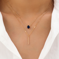 Collier choker superposé double couche avec pendentif géométrique, bijouterie fine, chaîne en alliage tendance pour femme.