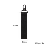 Sangle en tissu de coton avec porte-clés noir élégant bricolage porte-clés porte-clés personnalisé pour sacs à dos de patchs de fer