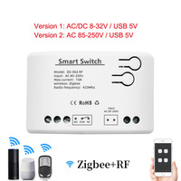 Tuya Zigbee dan RF433 Smart Self Lock Delay Inching Push Button Relay Timer Module Switch Controller untuk 0V-230V 12V 24V