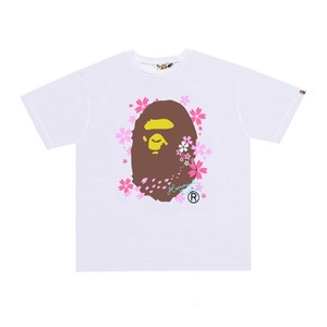 Cross-border Wholesale <strong>Cherry</strong> Blossom Crew Neck Pure Cotton Loose Plus Size Unisex Couple Short Sleeve Solid Shirts &amp; <strong>Tops</strong> - Product Image 2