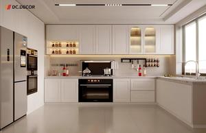 Ensemble d'armoires de cuisine modernes en acier inoxydable DC.DECOR avec <span class=keywords><strong>four</strong></span> encastré et évier, construction en contreplaqué/MDF, crédence écologique - Product Image 2