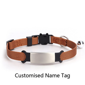 KingHon Metal <b>Tag</b> Laser Engraving Personalized Customized Polyester Nylon Cat Collar Luxury With Bell Collar for Cats - Product Image 5