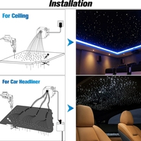 Kit de Plafond Étoilé LED RGBW 12W à Fibre Optique, Projecteur Galaxie Starlight pour Voiture / Home Cinéma