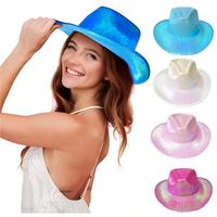 Sombrero de Vaquero Fluorescente de Ala Ancha con Forma de Perla para Fiestas, Accesorio de Disfraz para Halloween, Venta al por Mayor