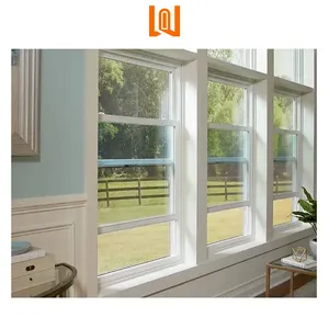 Window House Top Hung PVC Single Hung Window Glass Vinyl Vertical Sliding Window