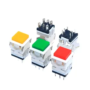KD2-23 latching momentary square button Square power switch 6 Pin holes 17 x 17mm