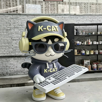 K-CAT Skateboard Cartoon Fiberglass Sculptuur, UV-bestendige coating, OEM ODM, MOQ 1 Set, 1 jaar garantie, zee- & expressverzending naar Nederland