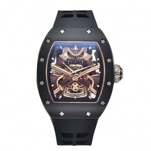 Reloj Mecánico Automático Personalizado de Alta Calidad con Movimiento Tourbillon, Esqueleto de Cerámica, Estilo Samurái para Hombre - Product Image 1