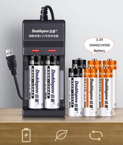 <span class=keywords><strong>10440</strong></span> doublepow 14500 lifepo4 <span class=keywords><strong>3.2v</strong></span> מטען סוללה עם Qc2.0 + otp & הגנת ovp לוגו מותאם אישית 2 חריצים עצמאיים - Product Image 3