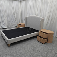 Vente en gros d'usine, nouveau design moderne, lit avec cadre en bois massif, taille personnalisée King Queen, ensemble de meubles de chambre à coucher