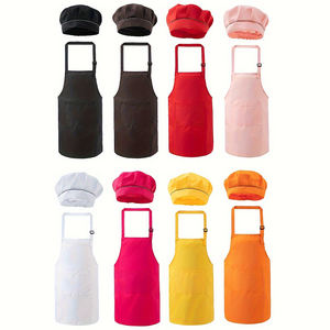 カスタムロゴ子供用エプロン焼きシェフ帽子調整可能首ストラップ絵画子供用エプロン調理とトレーニングポケット付き - Product Image 1