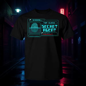 Camiseta Secret Agent con Diseño de Escaneo de Primera Clase, Negra, Promocional para Hombre - Product Image 3