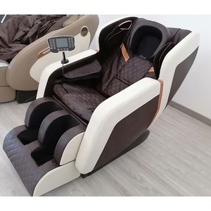 Full Body Massage Chair 31-60 Airbags Railless Plug-In Home Use White Brown - Product Image 1