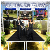 Escenario Portátil de Aluminio Plegable de Instalación Rápida sin Herramientas, 2x1M, Capacidad de Carga de 1000 kg, para Iglesia, Hotel, Eventos en Interiores y Presentaciones