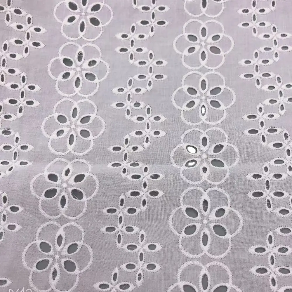 100% Cotton Voile embroidery combed 9088 embroidery cotton eyelet embroidery anglaise lace fabric